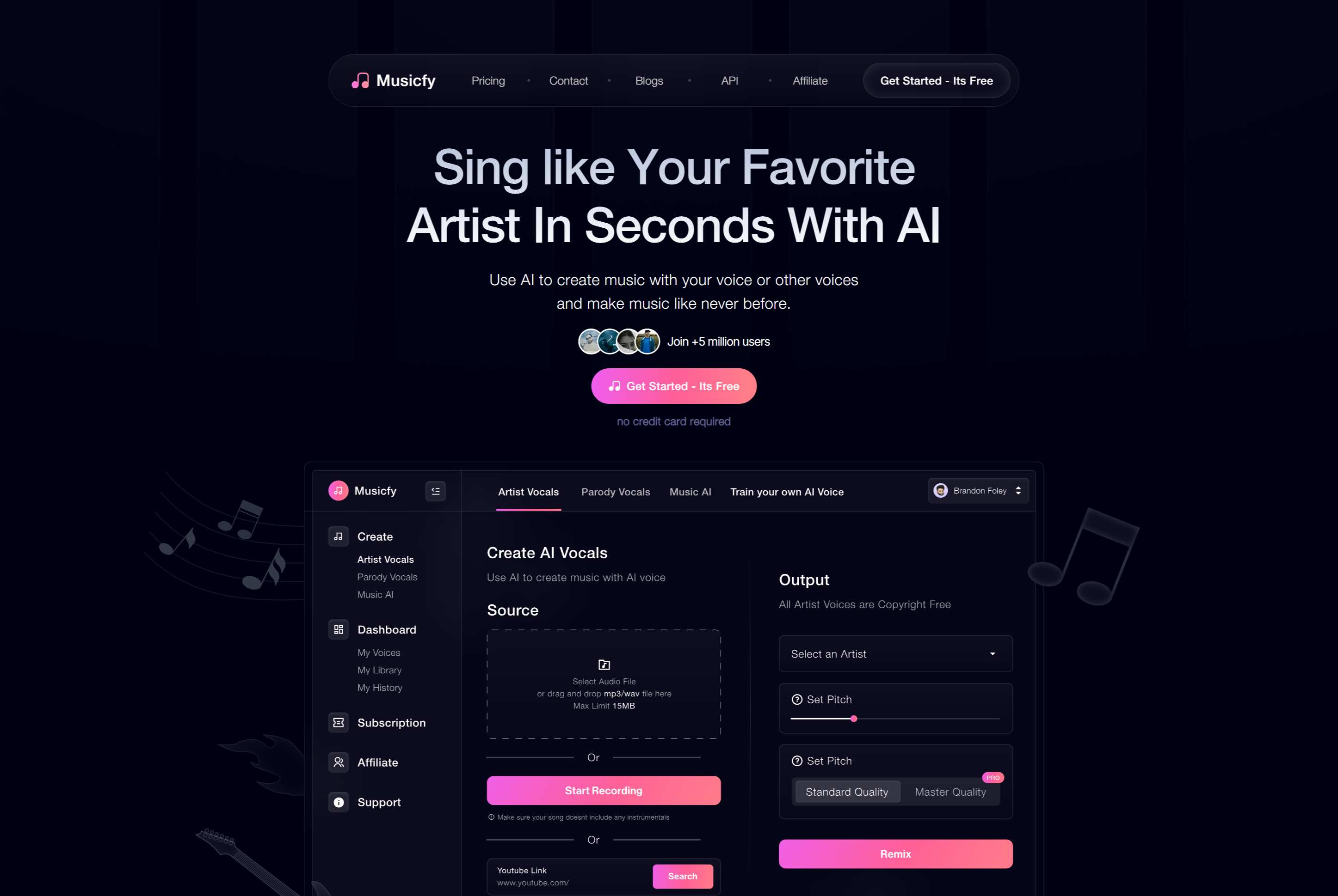 Musicfy 허밍을 악기로 변환해주는 AI 툴