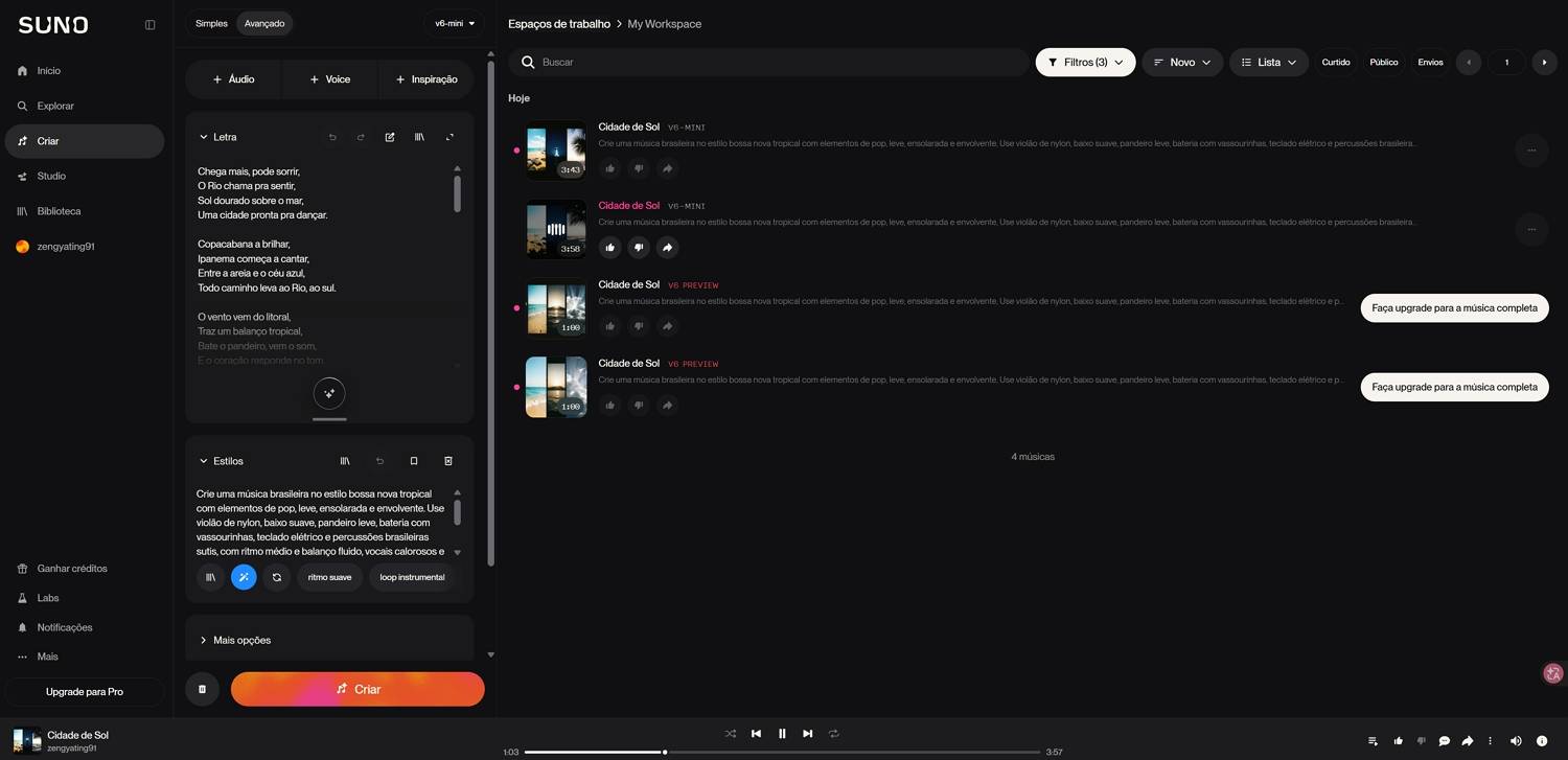 Gerador de música Suno