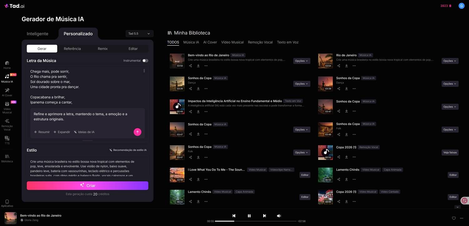 Gerador de música Tad AI