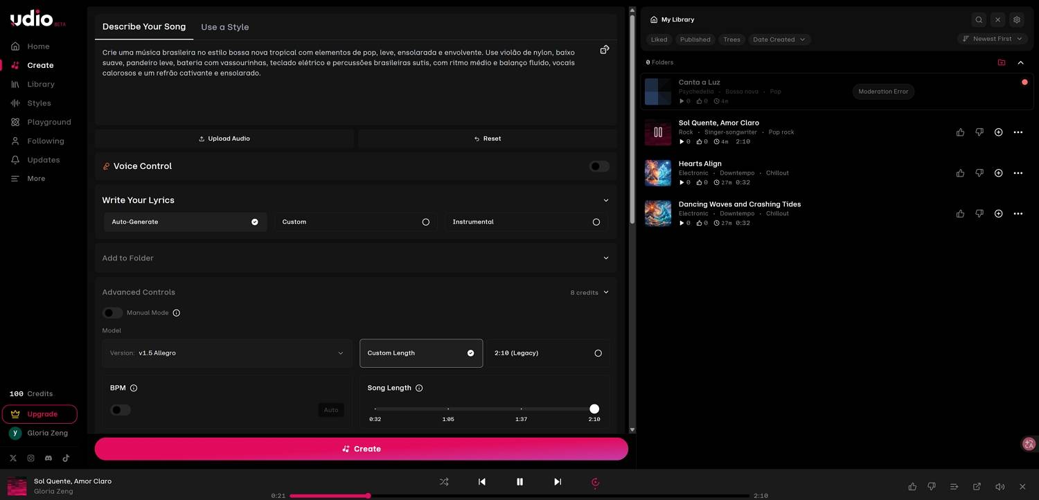 Gerador de música Udio