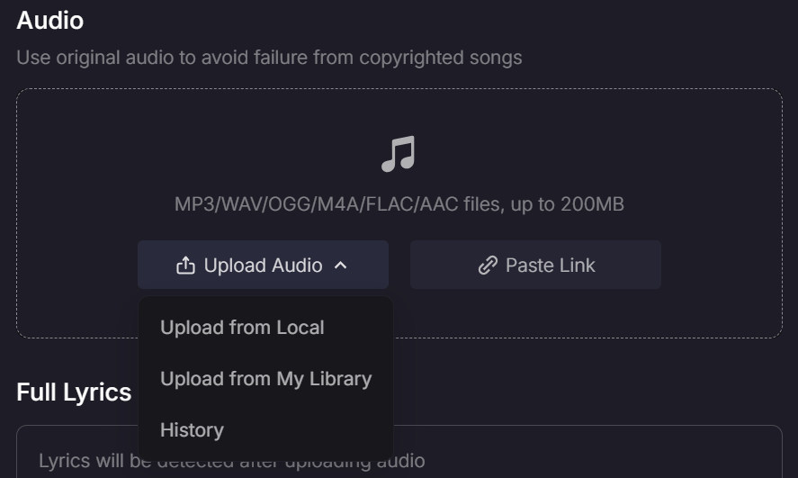 Upload Audio
