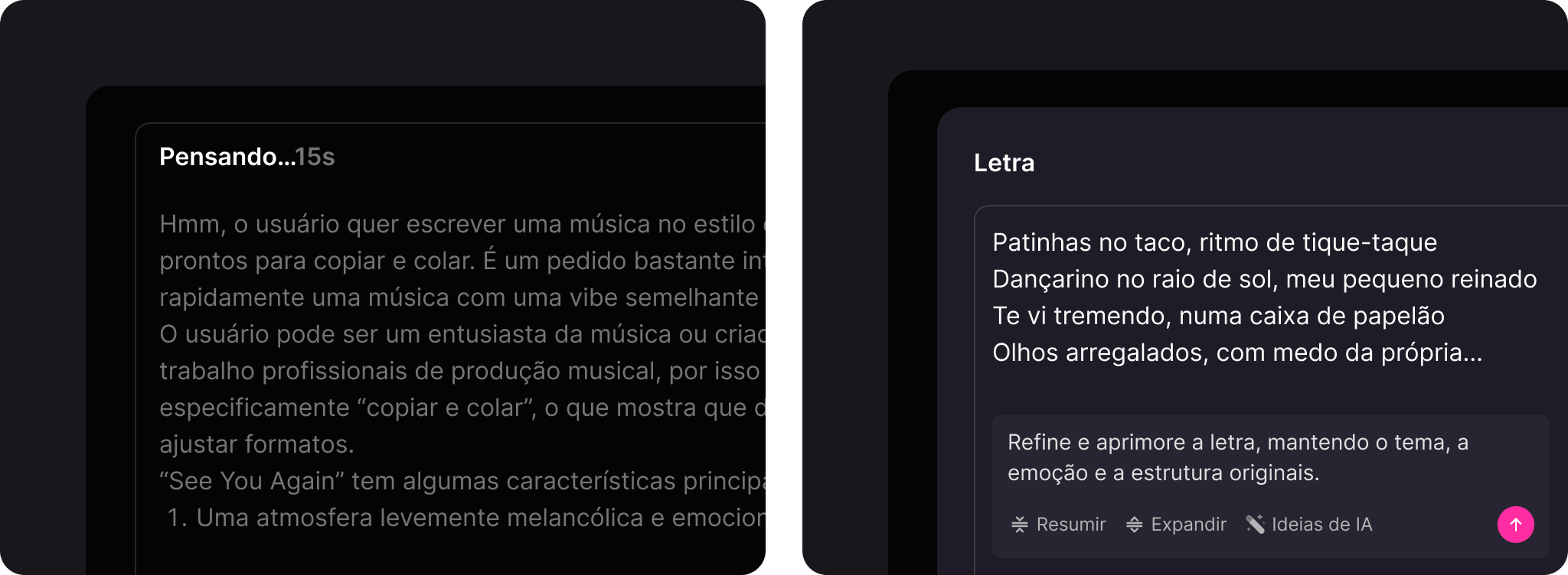Criando letras de músicas com modelos de raciocínio profundo.